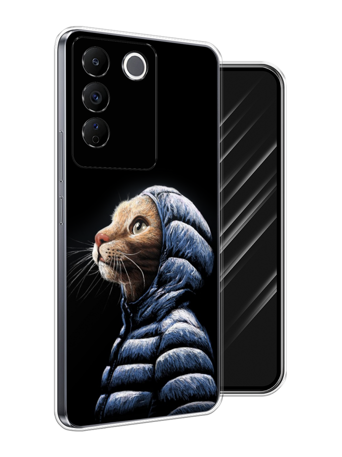 

Чехол Awog на Vivo V27e "Кот в капюшоне", Черный;бежевый;синий, 268350-1