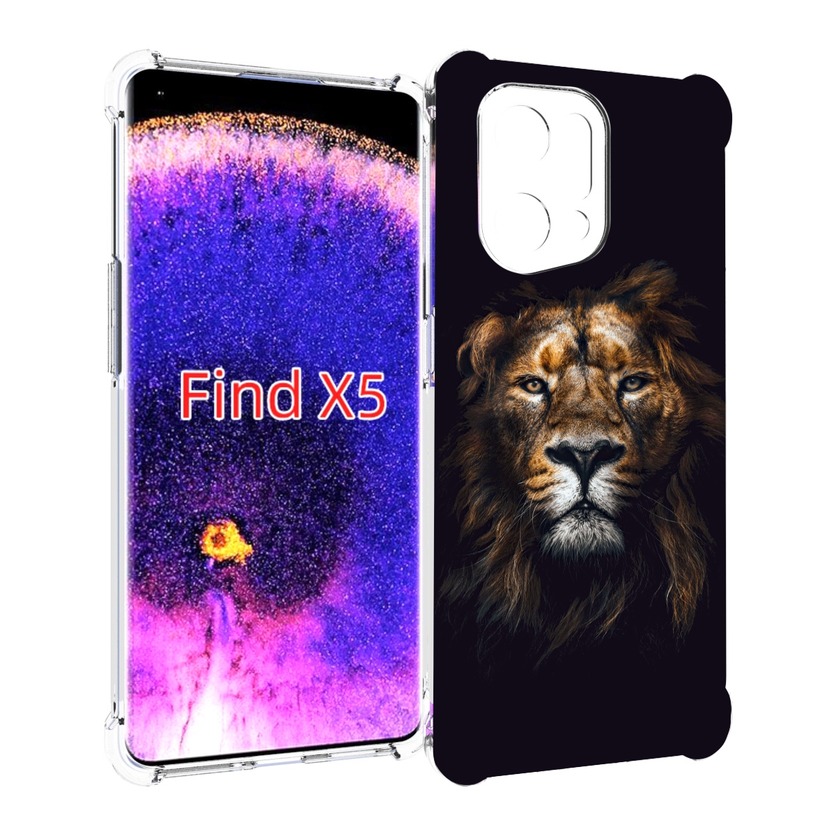 

Чехол MyPads Лев-в-тени мужской для Oppo Find X5, Прозрачный, Tocco