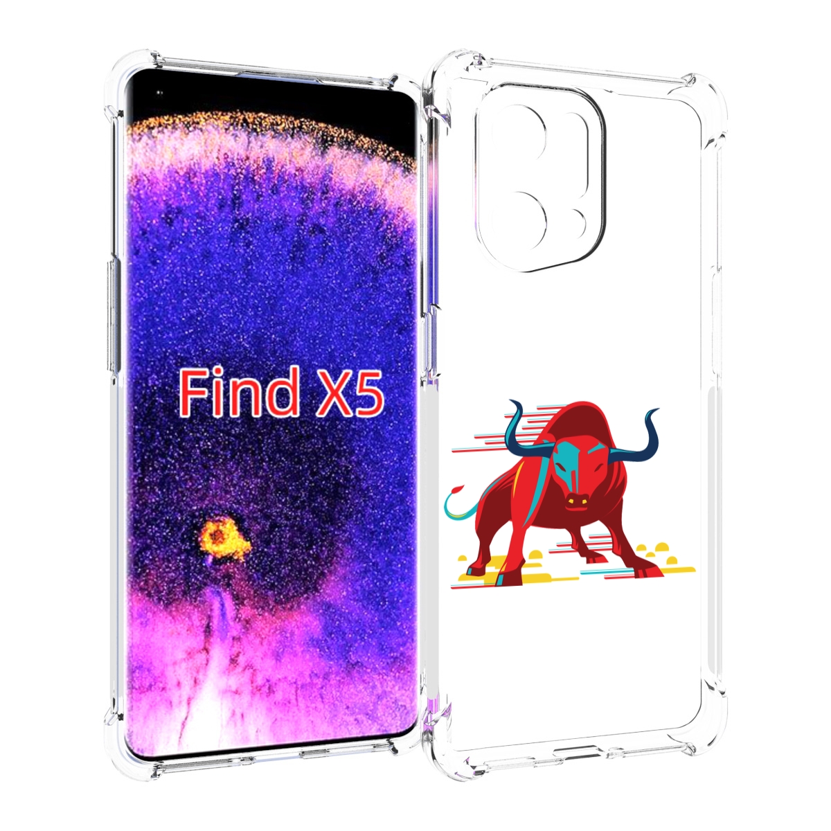 

Чехол MyPads Красный-бык для Oppo Find X5, Прозрачный, Tocco