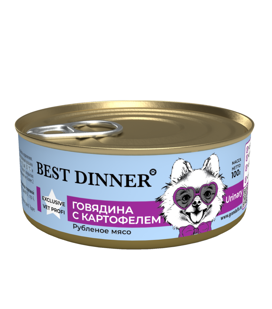 фото Влажный корм для собак best dinner exclusive urinary, говядина с картофелем, 24шт по 100г