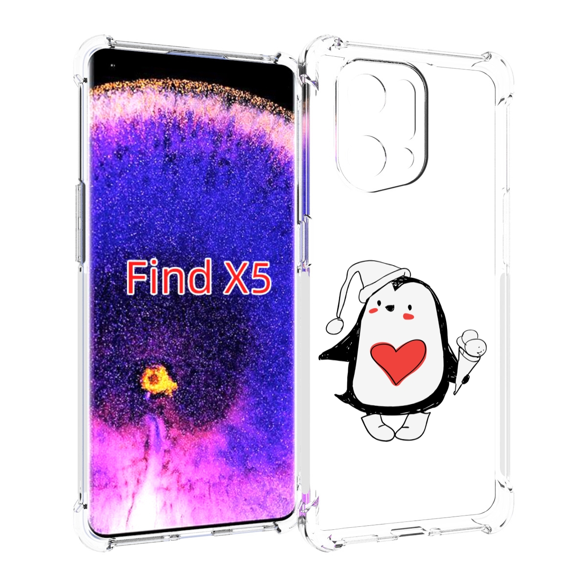 

Чехол MyPads Пингвин с мороженым для Oppo Find X5, Прозрачный, Tocco