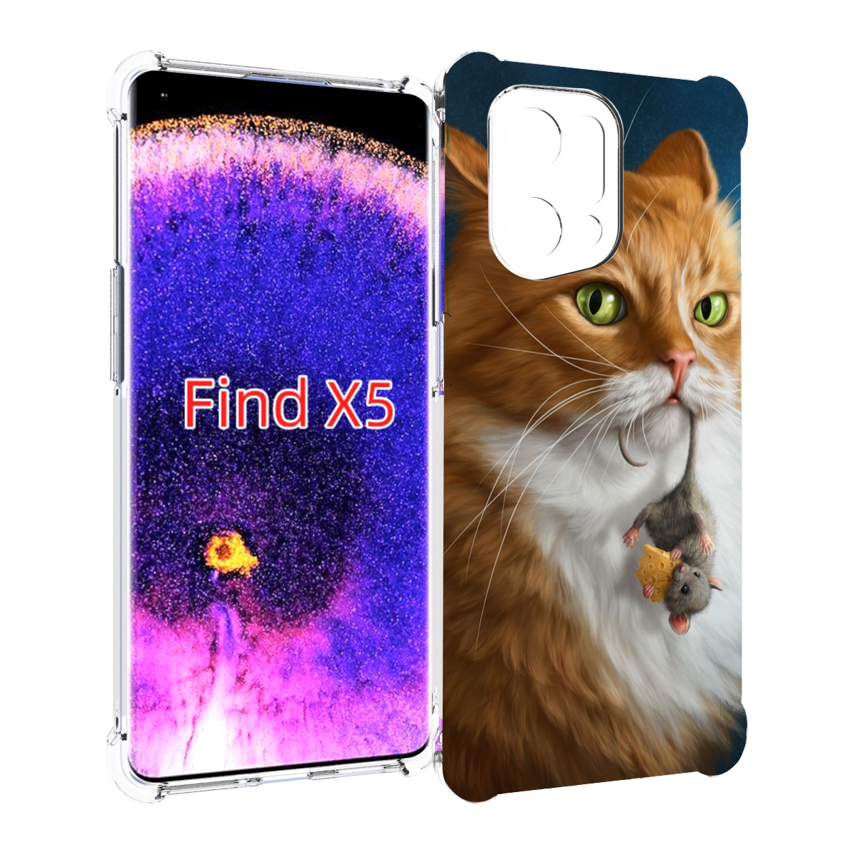 

Чехол MyPads Кот-и-мышь для Oppo Find X5, Прозрачный, Tocco
