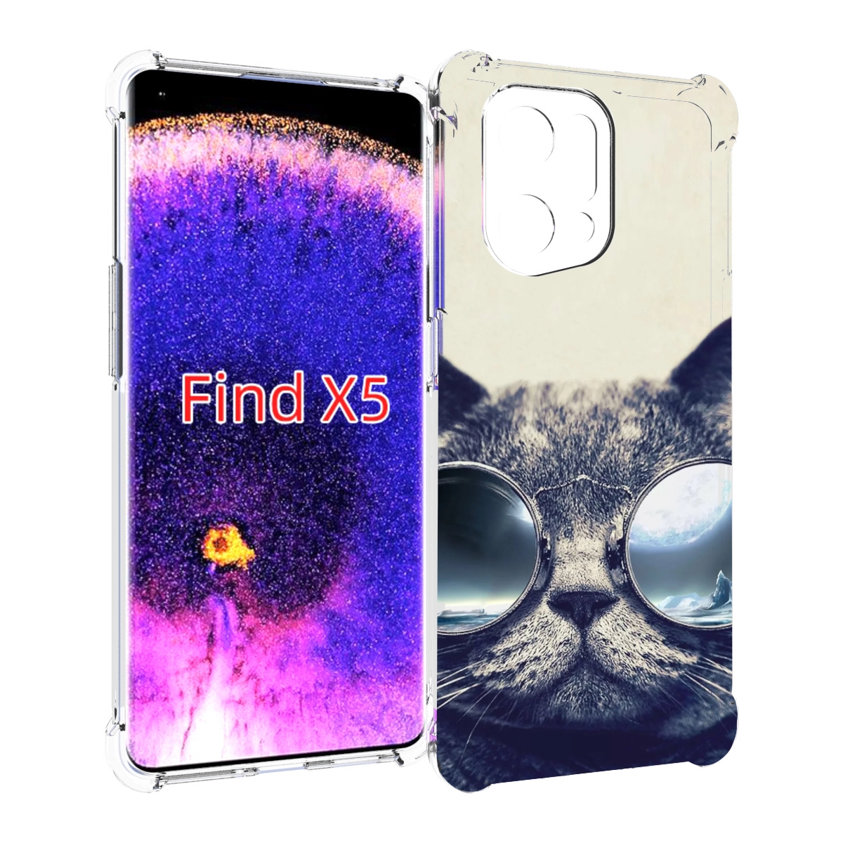 

Чехол MyPads Кот-в-очках-2 для Oppo Find X5, Прозрачный, Tocco