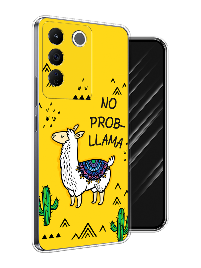 

Чехол Awog на Vivo V27e "No probLLama", Желтый;черный;синий, 268350-1