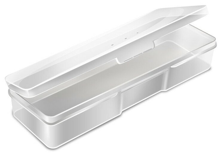 Бокс RuNail пластиковый, прозрачный пластиковый контейнер прямоугольный малый прозрачный