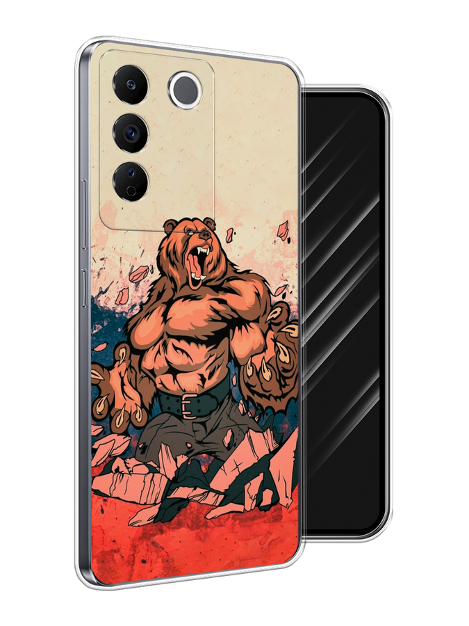 

Чехол Awog на Vivo V27e "Медведь с флагом РФ", Коричневый;синий;красный, 268350-1