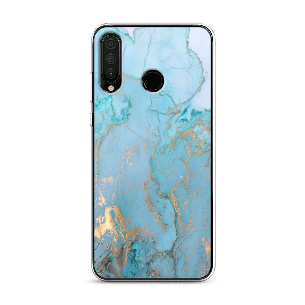 фото Чехол awog "голубой мрамор рисунок" для huawei p30 lite