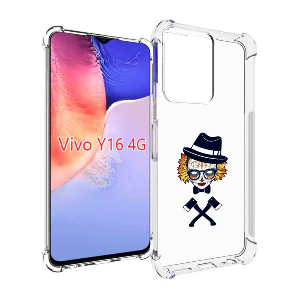 

Чехол MyPads девушка в маске с топорами рисунок для Vivo Y16 4G/ Vivo Y02S, Прозрачный, Tocco