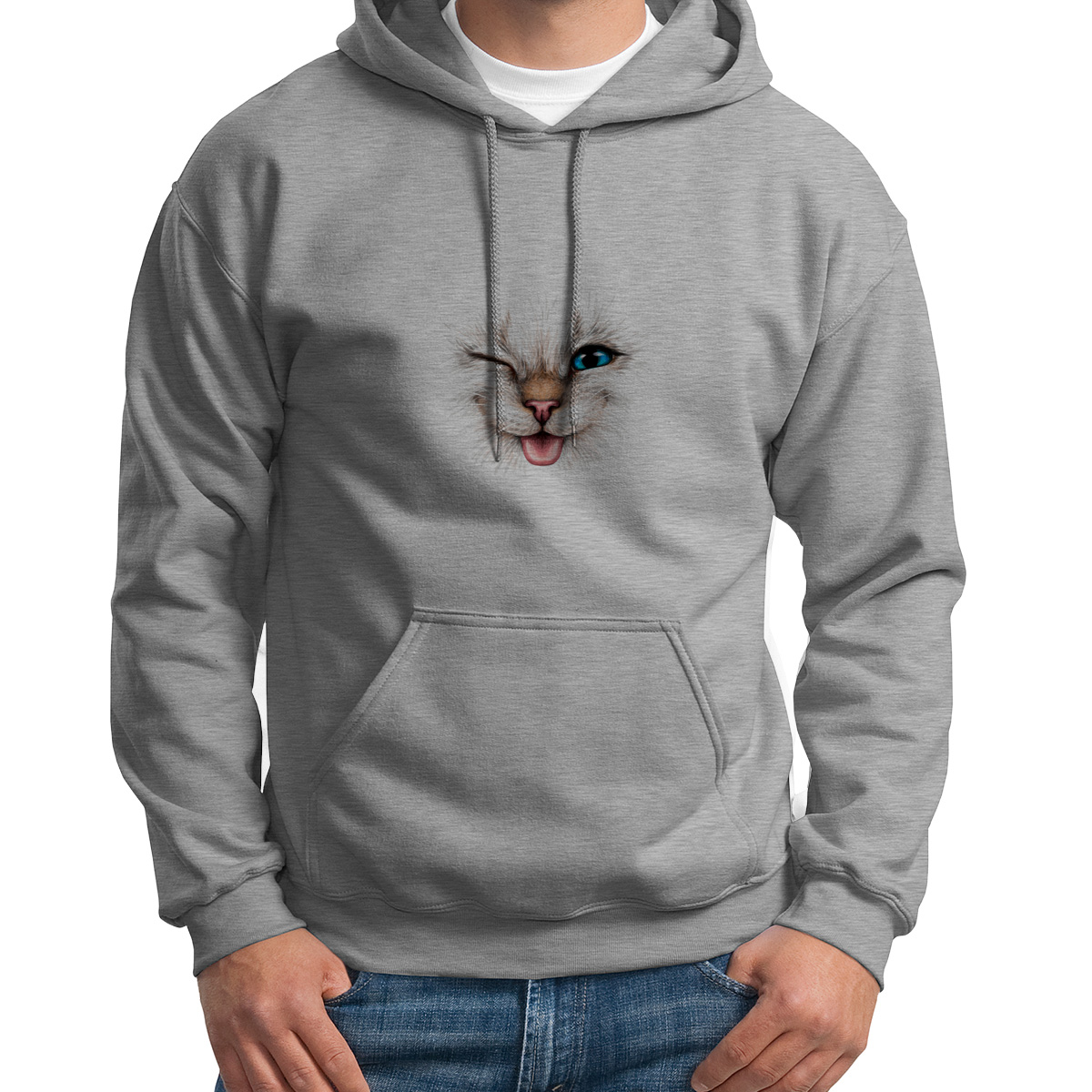 

Худи унисекс CoolPodarok Животные.Голубые глазки моргает серое 50 RU, S0501613