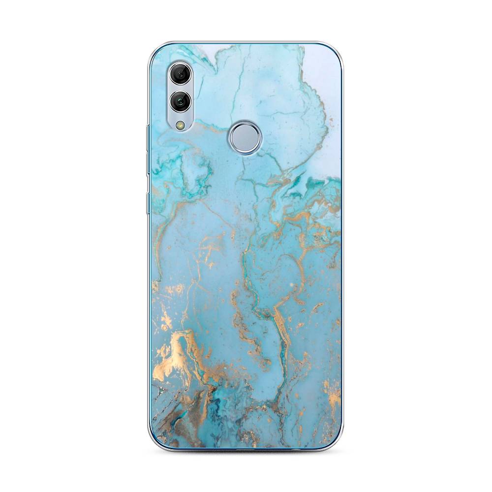 фото Чехол awog "голубой мрамор рисунок" для honor 10 lite