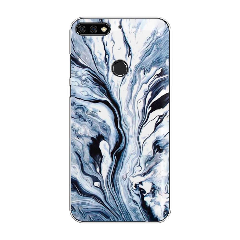 

Чехол Awog на Huawei Y7 Prime 2018 "Голубой минерал мрамор", 66450-3