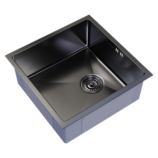 Кухонная мойка Mixline Pro 547226 подстольный монтаж, 45х45 см, с сифоном, черный графит