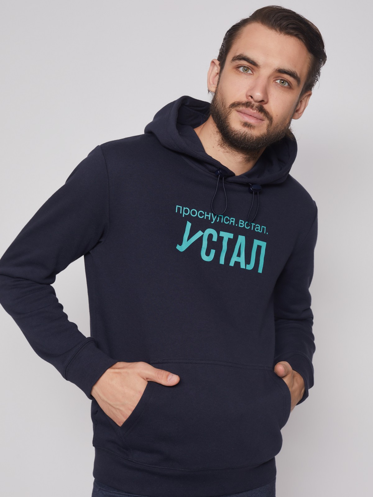 Худи мужское Zolla 212314179023 синее XL