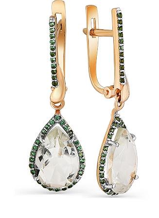 

Серьги женские из золота Magic Stones 02-2-335-0614-011, празиолит/фианит, 02-2-335-0614-011