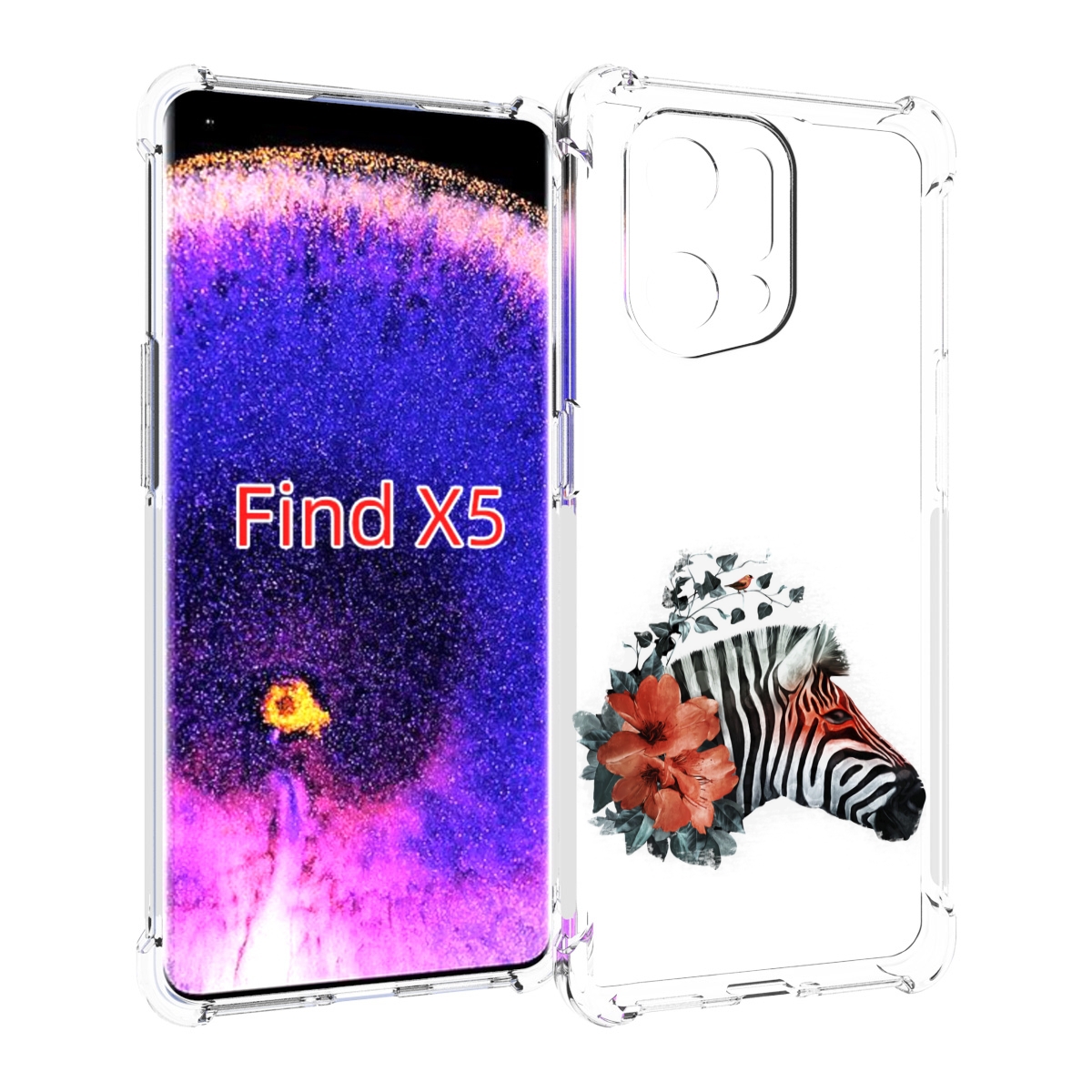 

Чехол MyPads Зебра с цветами для Oppo Find X5, Прозрачный, Tocco