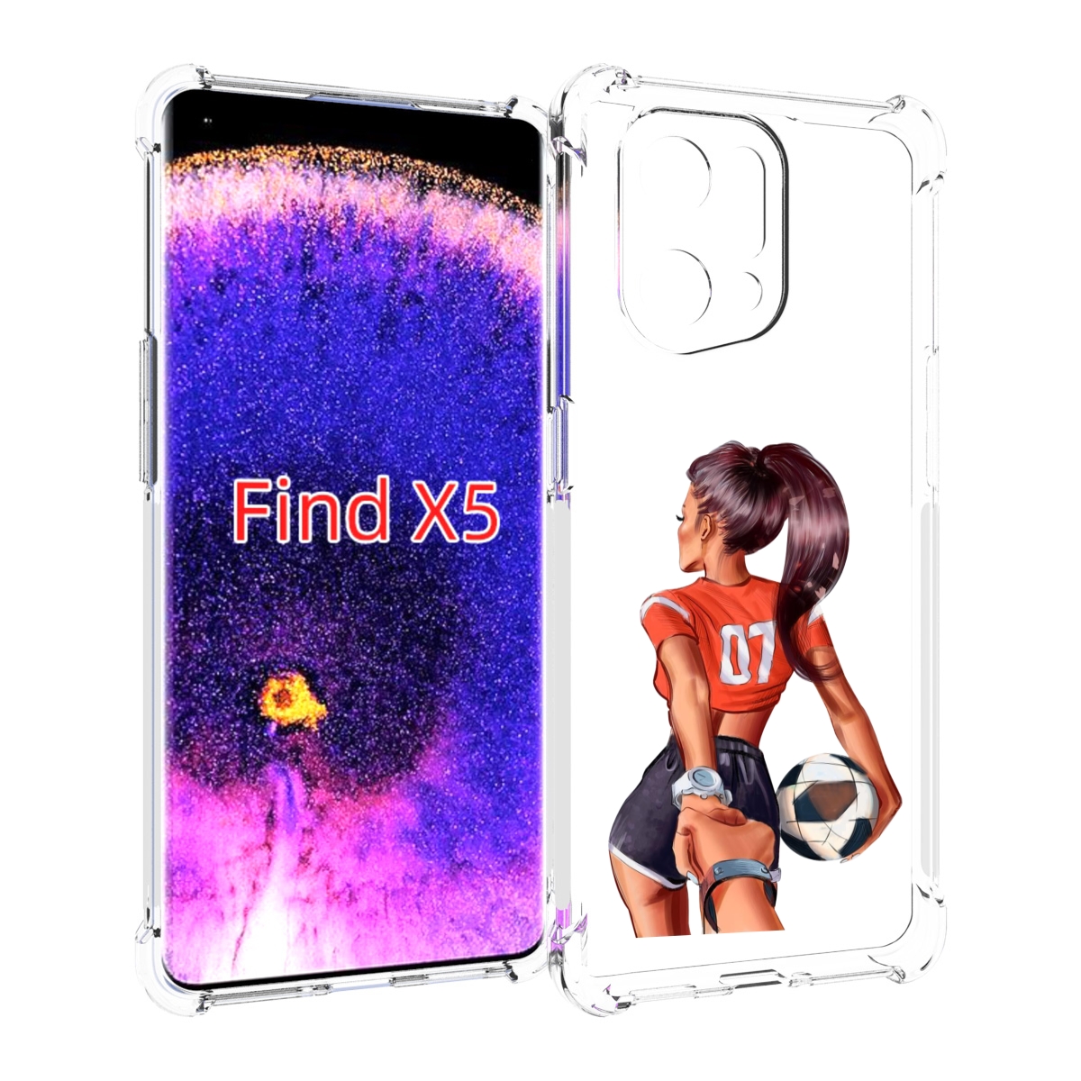 

Чехол MyPads Девушка-футболистка женский для Oppo Find X5, Прозрачный, Tocco