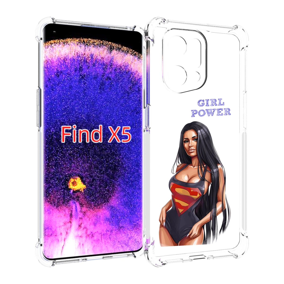 

Чехол MyPads Девушка-супермен женский для Oppo Find X5, Прозрачный, Tocco