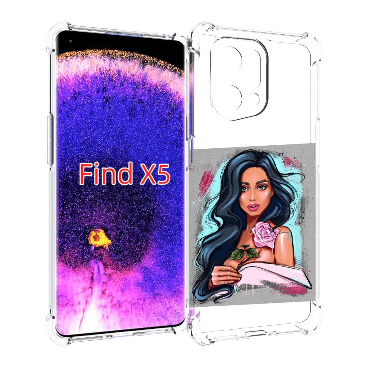 

Чехол MyPads Девушка-с-розовой-розочкой женский для Oppo Find X5, Прозрачный, Tocco