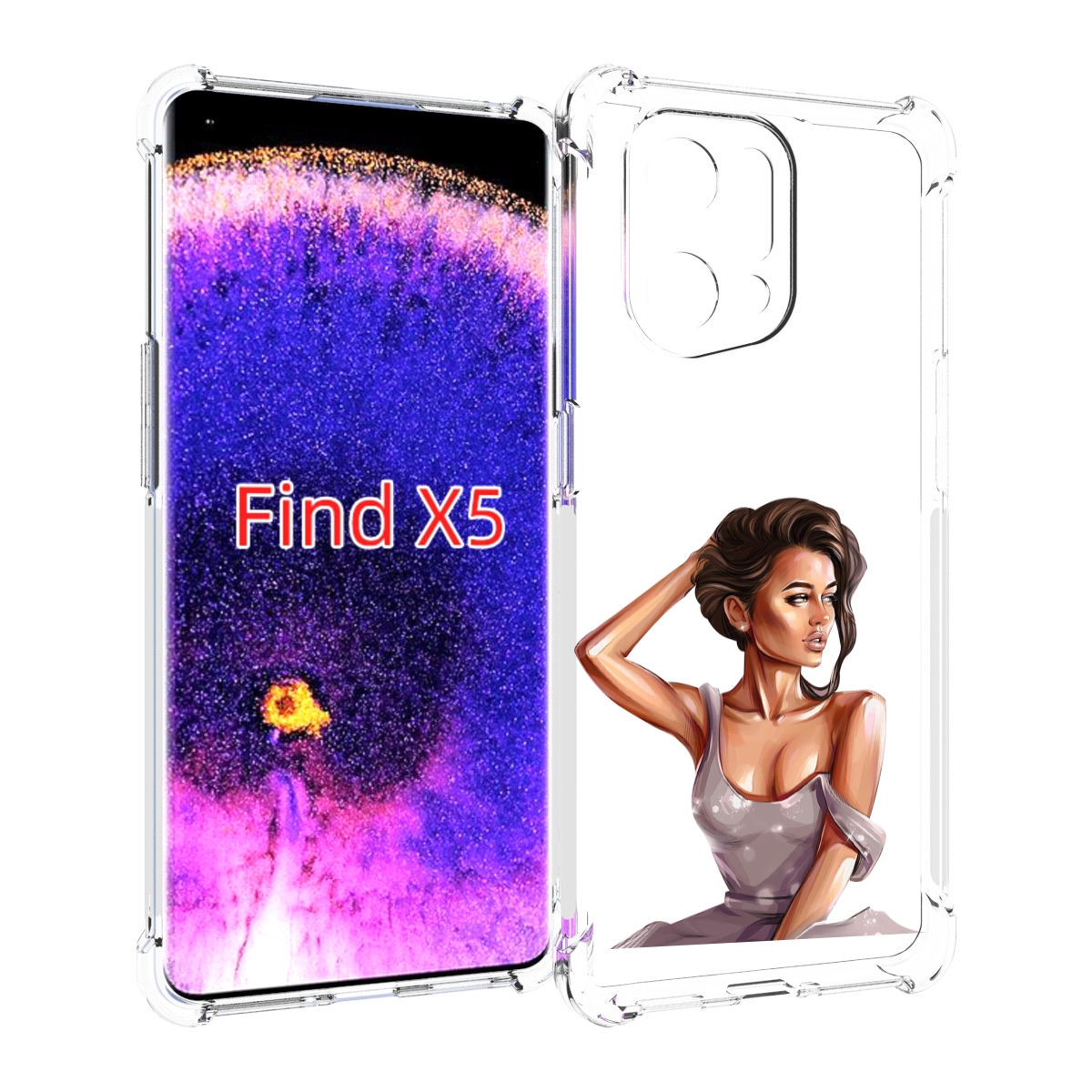 

Чехол MyPads Девушка-с-прической женский для Oppo Find X5, Прозрачный, Tocco