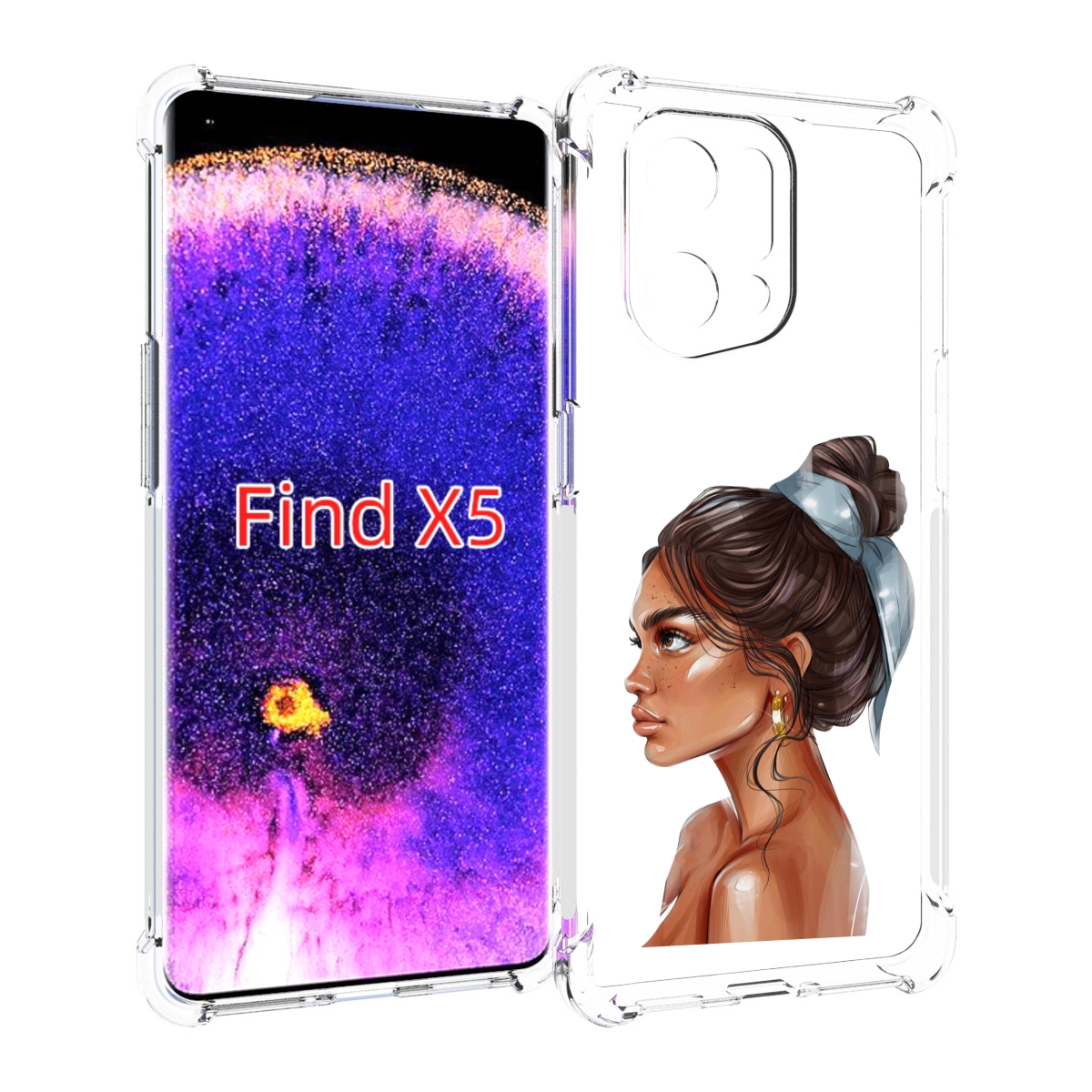 

Чехол MyPads Девушка-с-повязкой женский для Oppo Find X5, Прозрачный, Tocco