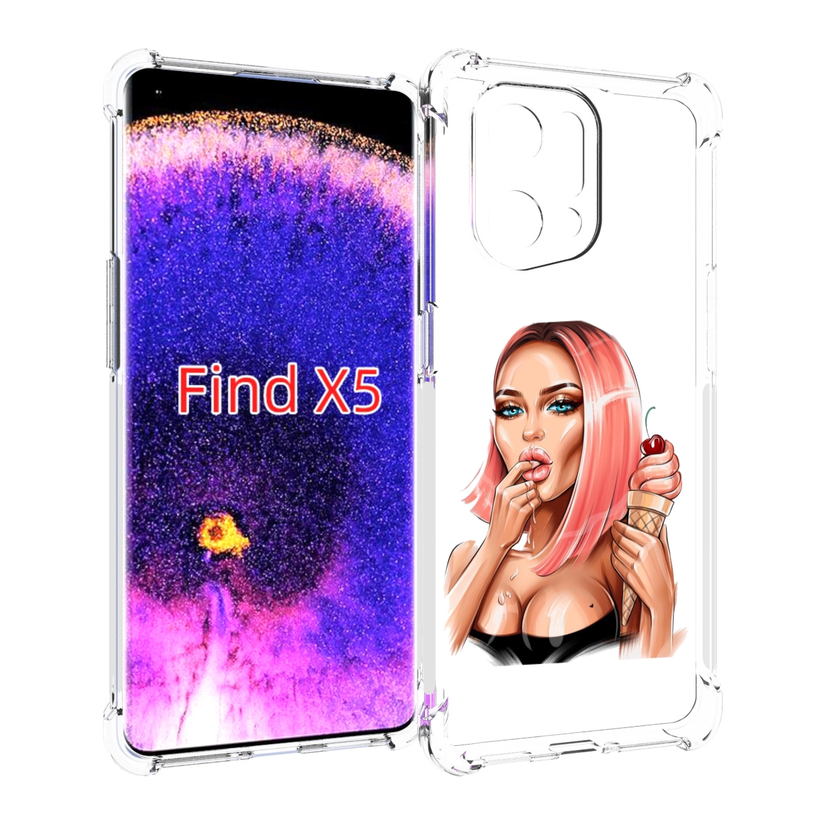

Чехол MyPads Девушка-и-мороженое женский для Oppo Find X5, Прозрачный, Tocco