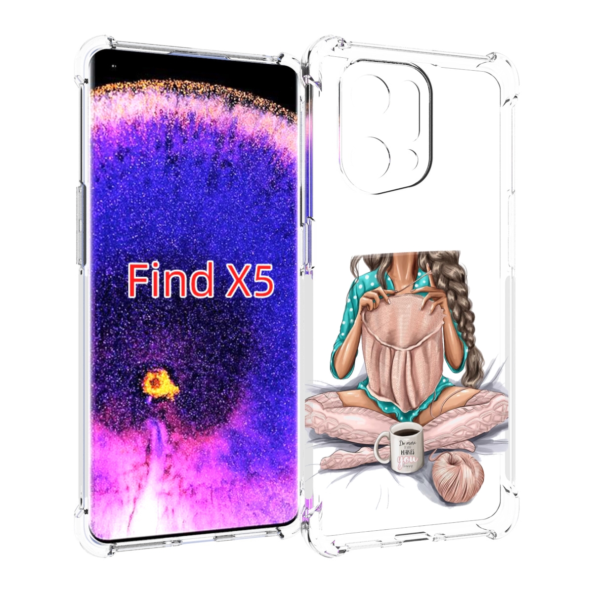 

Чехол MyPads Девушка-вяжет женский для Oppo Find X5, Прозрачный, Tocco