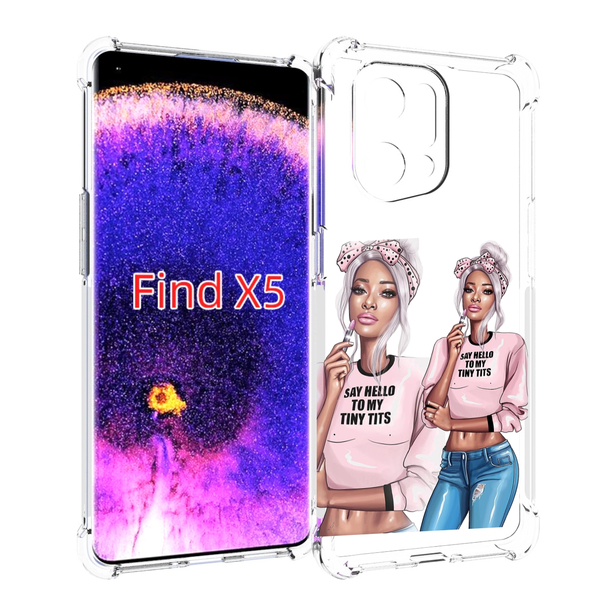 

Чехол MyPads Девушка-в-розовой-футболке женский для Oppo Find X5, Прозрачный, Tocco