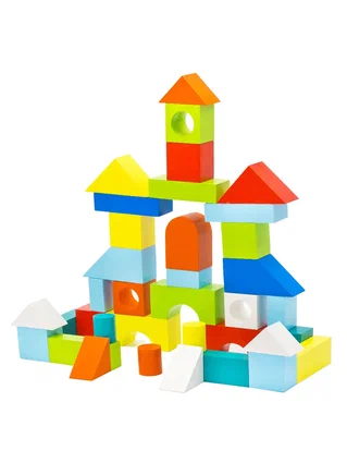 Деревянный конструктор Alatoys Городок развивающая деревянная Монтессори игрушка для детей