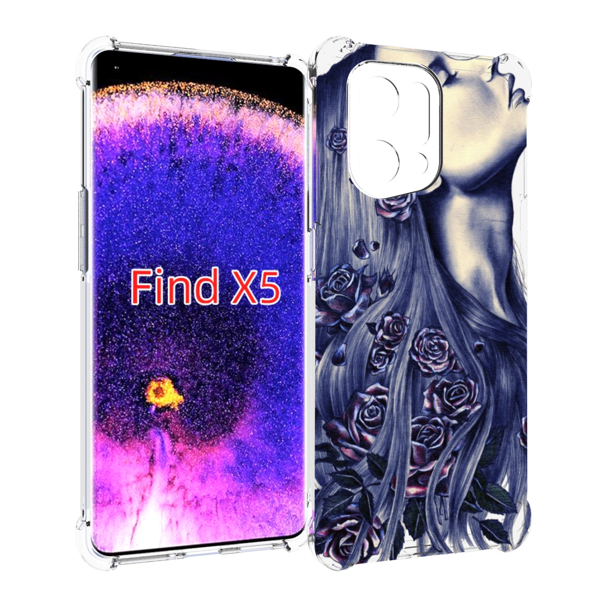 

Чехол MyPads Девушка с розами женский для Oppo Find X5, Прозрачный, Tocco