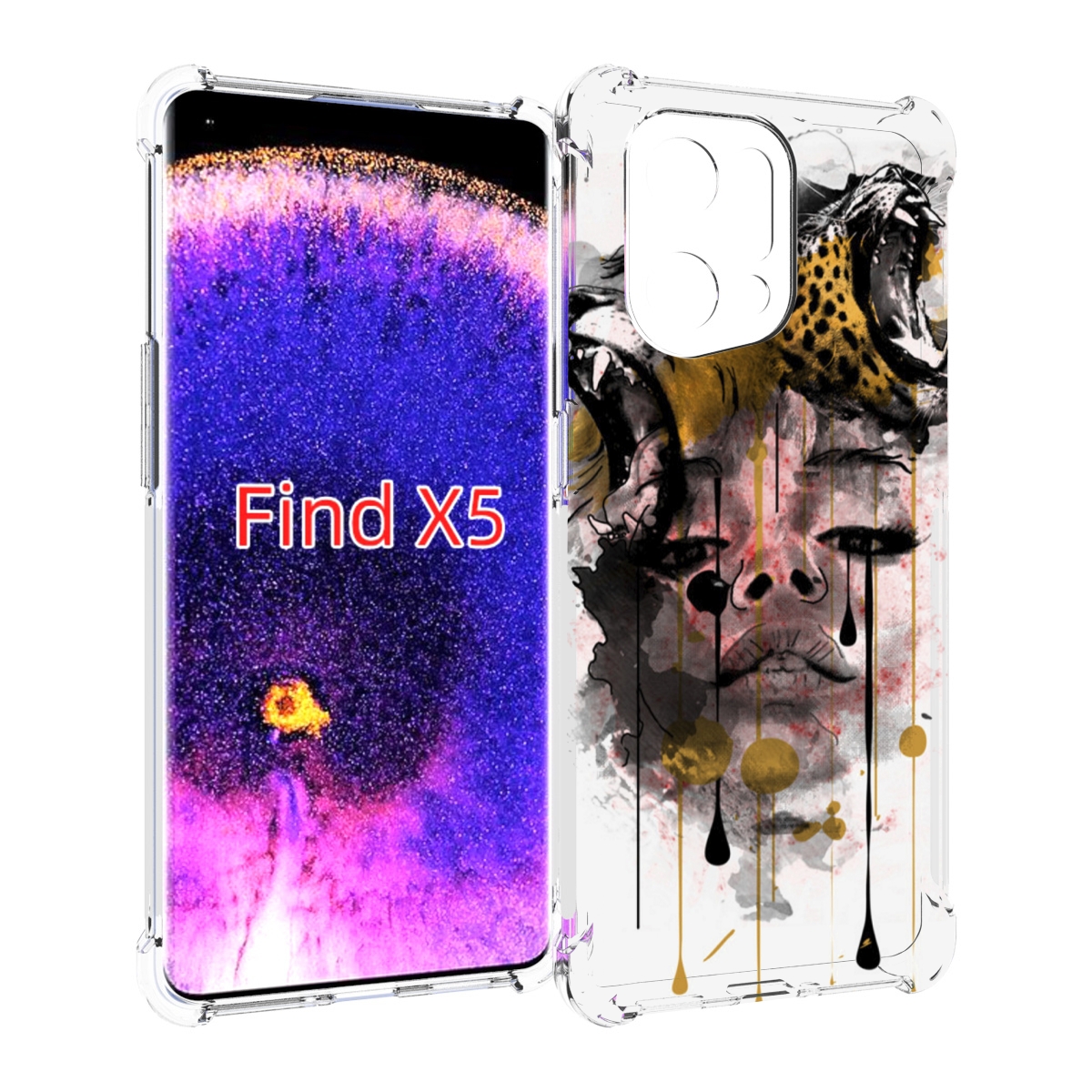 

Чехол MyPads Девушка гепард женский для Oppo Find X5, Прозрачный, Tocco