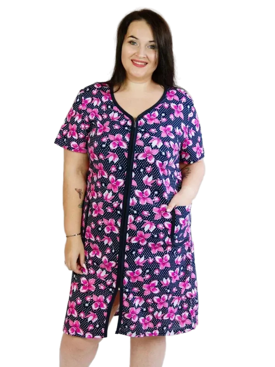 

Халат женский Ohana market Flowers2 синий 58 RU, Flowers2
