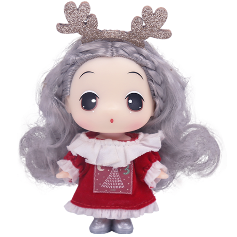

Новогодняя кукла DDUNG Merry Christmas, с серебренными пышными волосами, 11 см.