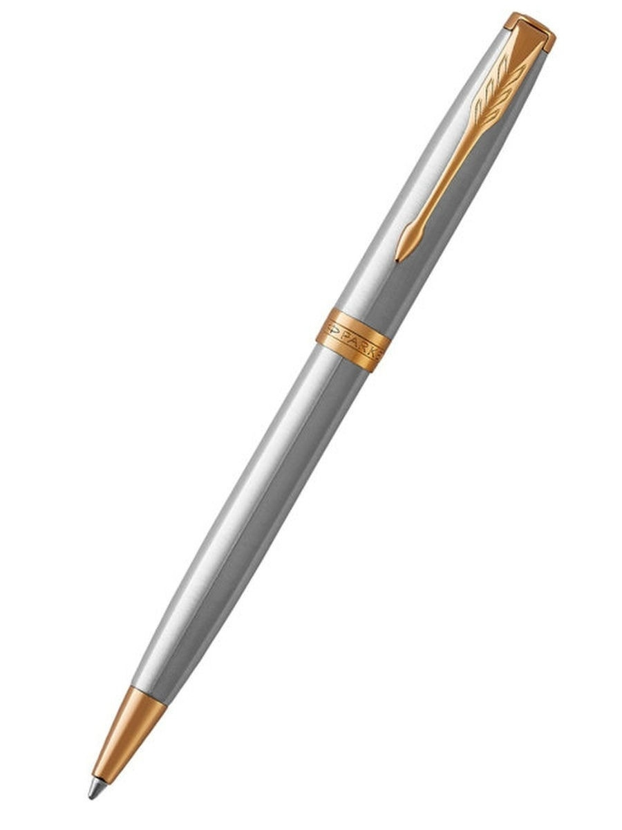 

Шариковая ручка Parker Sonnet Stainless Steel GT черная 1,0мм поворот. подар. уп.