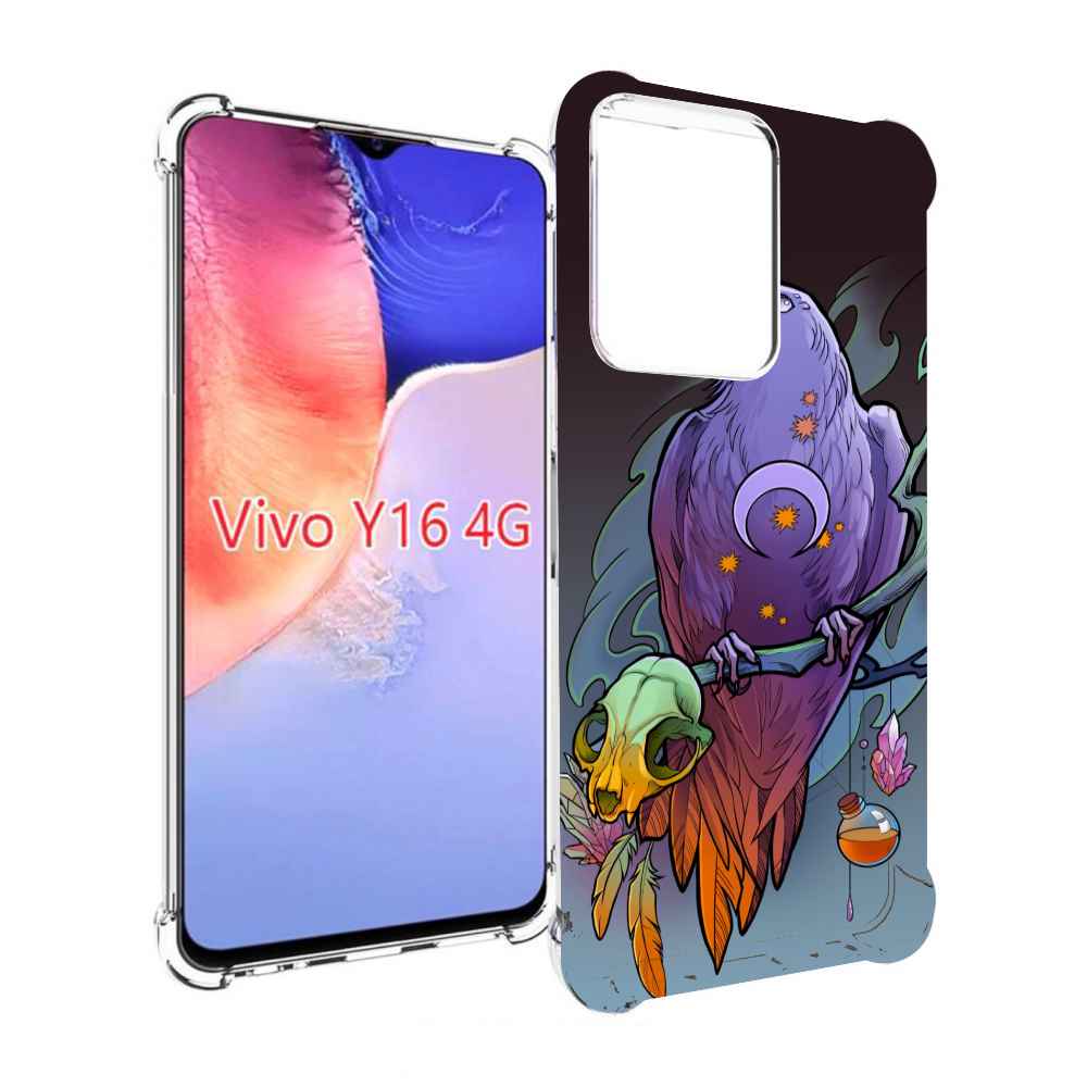 

Чехол MyPads фиолетовый ворон на ветке для Vivo Y16 4G/ Vivo Y02S, Прозрачный, Tocco