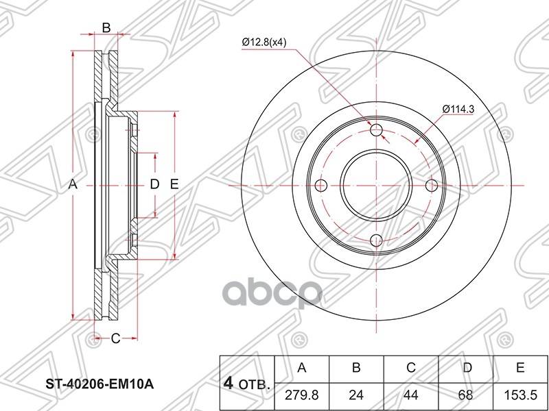 

Диск Тормозной Перед Nissan Cube Z12/Tiida C11 07- Sat арт. ST40206EM10A