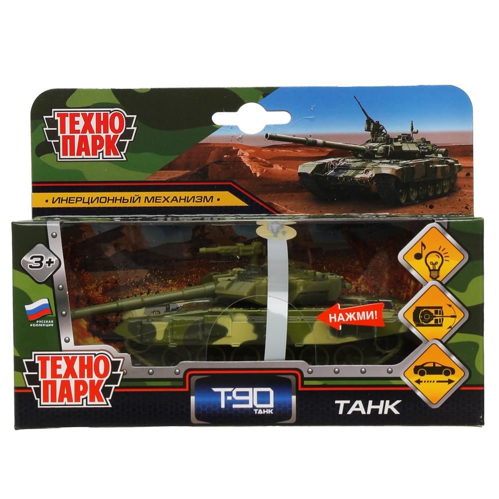 

Машинка Технопарк Т-90, металлический, 12 см, подвижная башня X600-H09263-R, Зеленый;черный