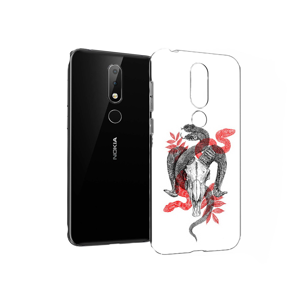 

Чехол MyPads Tocco для Nokia X6 змея в черепе рисунок (PT115295.99.365), Прозрачный, Tocco