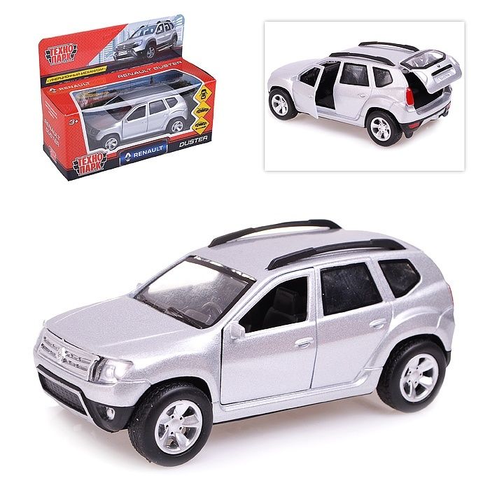 

Машинка Технопарк металл, Renault Duster, 12 см, открываются двери, серебристый DUSTER-SL, Серебристый;черный