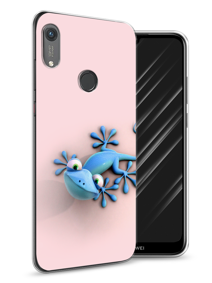 

Чехол Awog на Honor 8A (8A Pro/Prime) "Голубая ящерка", Розовый;голубой;белый, 68750-2