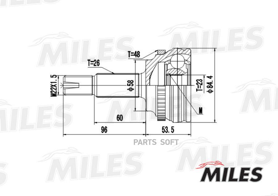 

Шрус Toyota Corolla 1.3 92-97 Нар. (Abs) Miles арт. GA20473