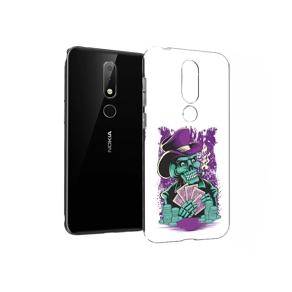 

Чехол MyPads Tocco для Nokia X6 зеленый череп с картами (PT115295.99.361), Прозрачный, Tocco