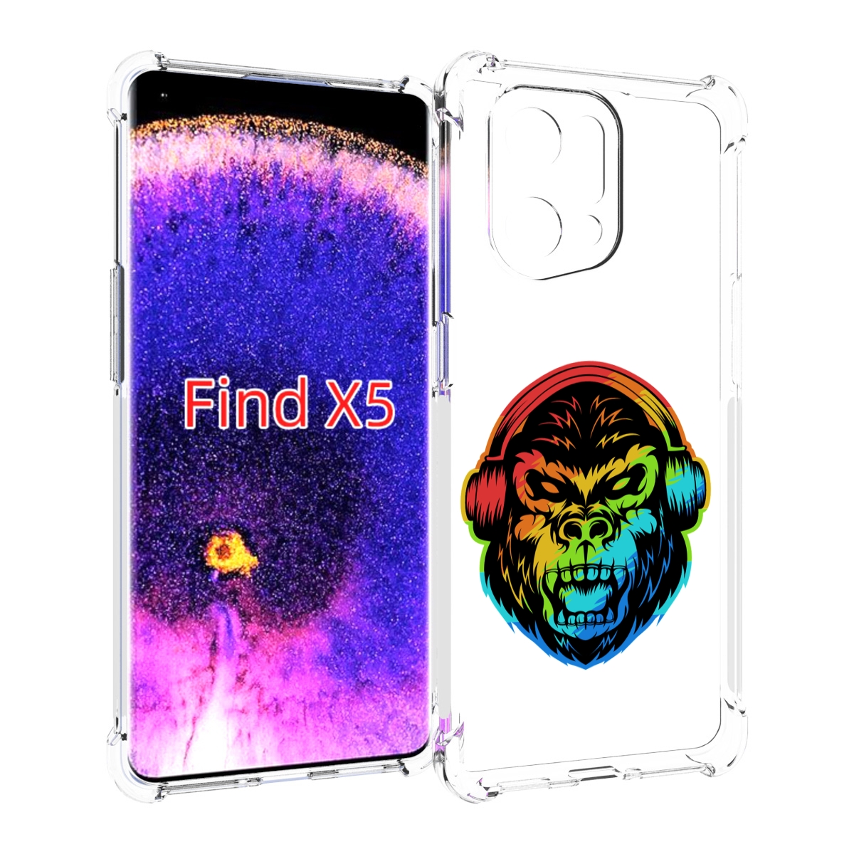 

Чехол MyPads Горилла-в-наушниках для Oppo Find X5, Прозрачный, Tocco