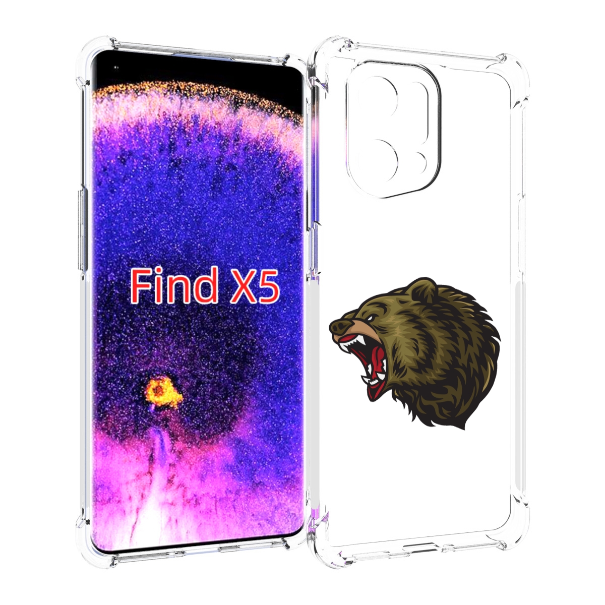 

Чехол MyPads Голова-медведь для Oppo Find X5, Прозрачный, Tocco