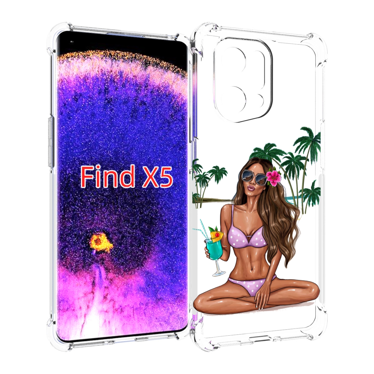 

Чехол MyPads Гавайская-девушка женский для Oppo Find X5, Прозрачный, Tocco