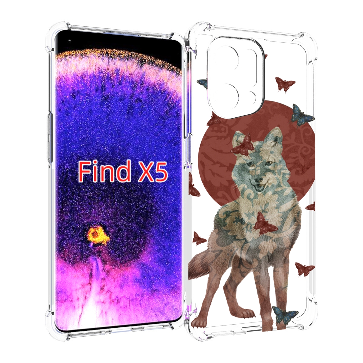 

Чехол MyPads Волчица с бабочками для Oppo Find X5, Прозрачный, Tocco