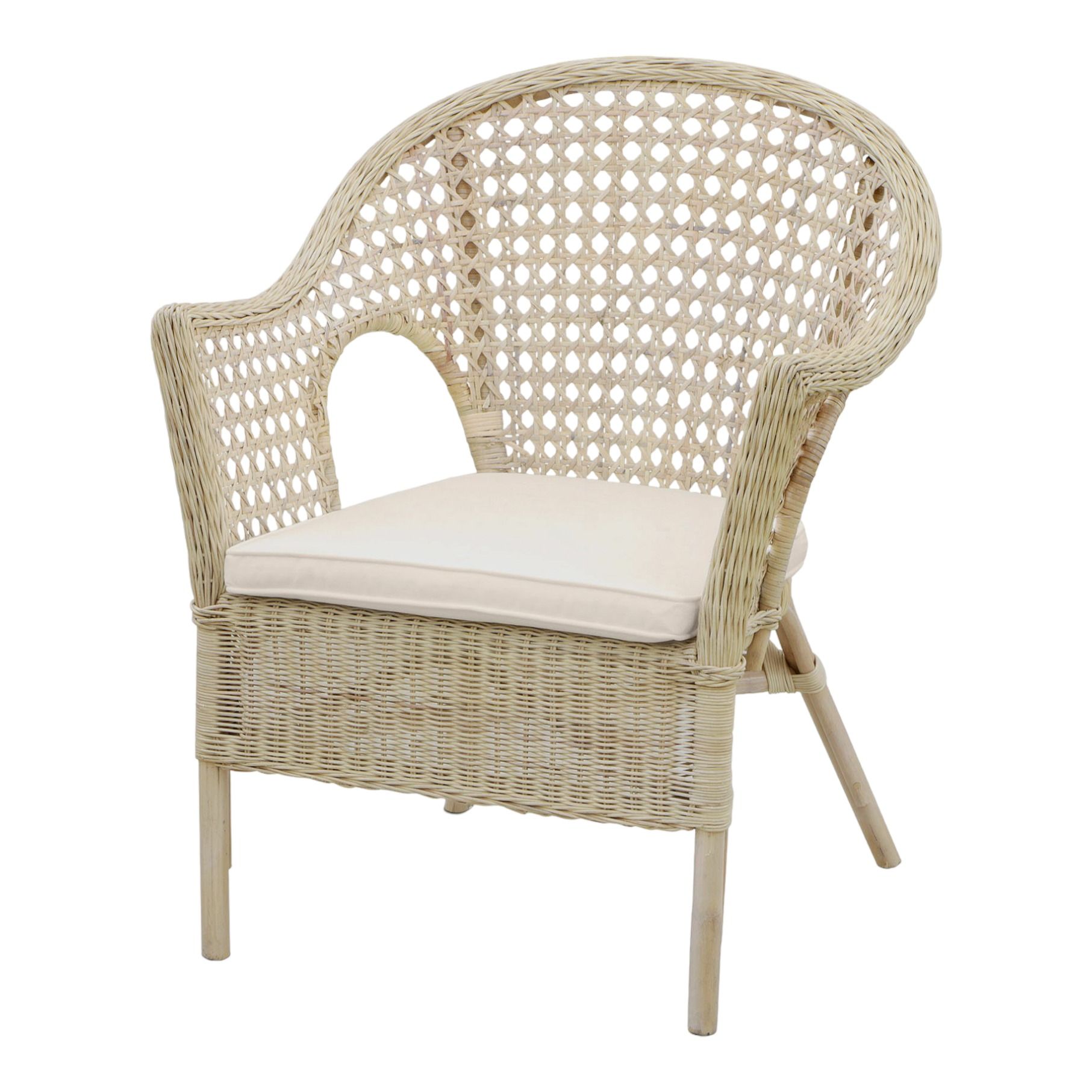 

Кресло Rattan grand Texas wash white бежевое, Бежевый