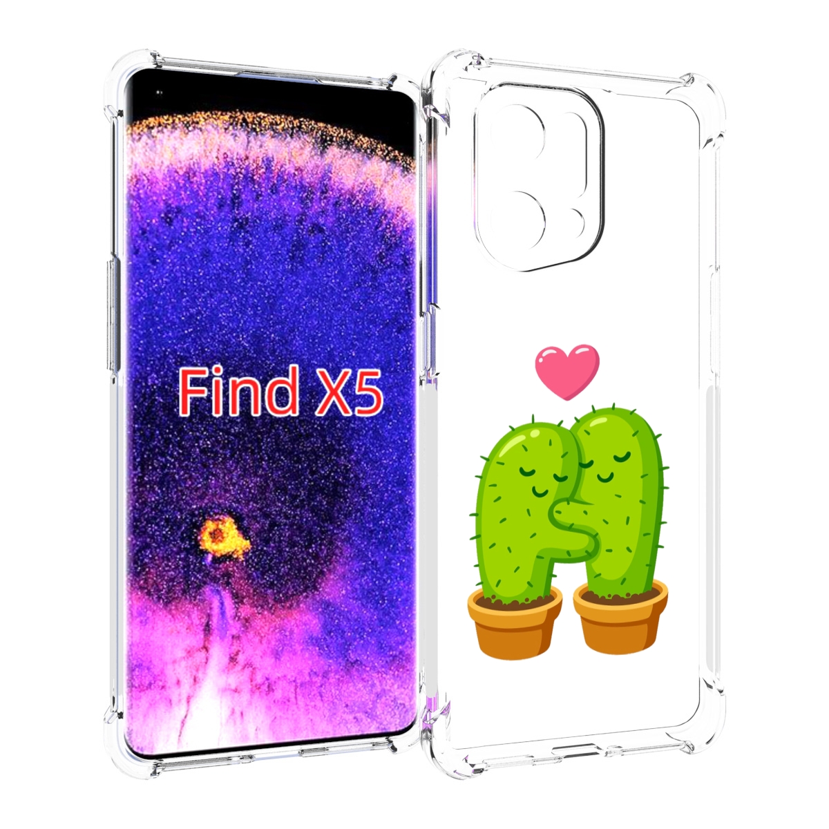 

Чехол MyPads Влюбленные-кактусы для Oppo Find X5, Прозрачный, Tocco