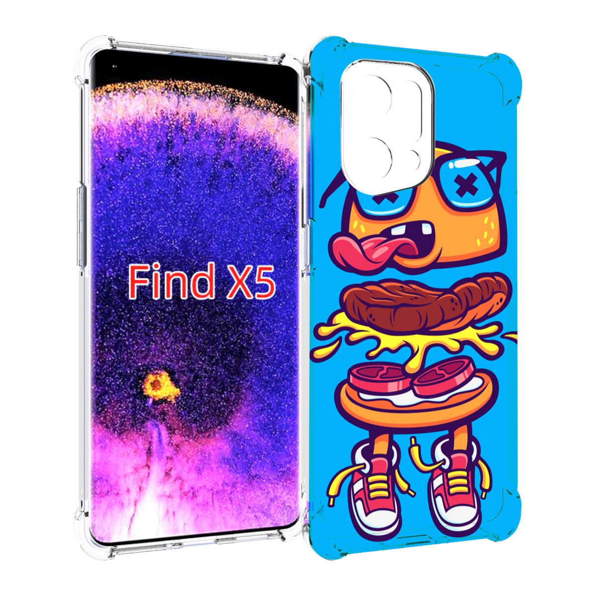 

Чехол MyPads Бургер с очками для Oppo Find X5, Прозрачный, Tocco