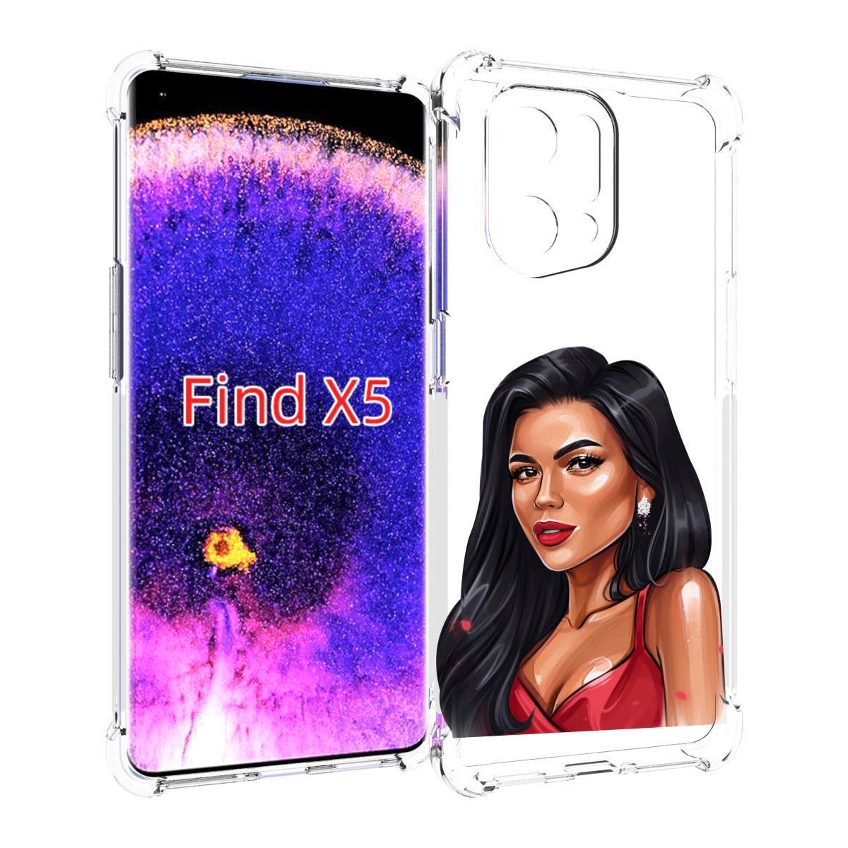 

Чехол MyPads Брюнетка-в-красном-платье для Oppo Find X5, Прозрачный, Tocco