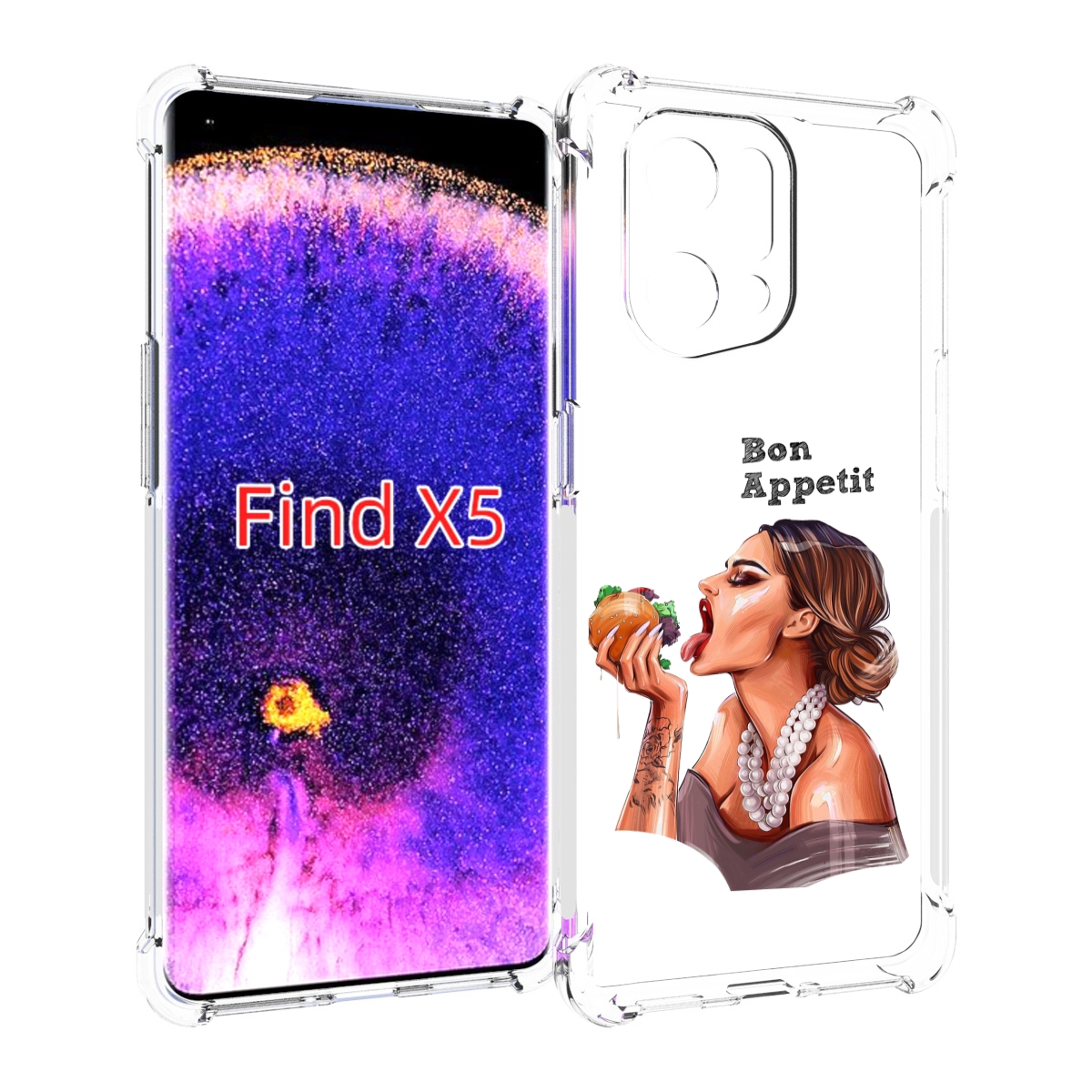 

Чехол MyPads Бон-аппетит для Oppo Find X5, Прозрачный, Tocco